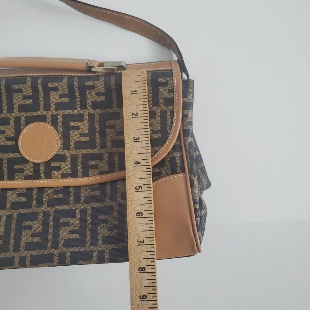 Vintage Fendi Zucca Crossbody Bag Brown FF Monogram Canvas Messenger Italy - Picture 13 of 15